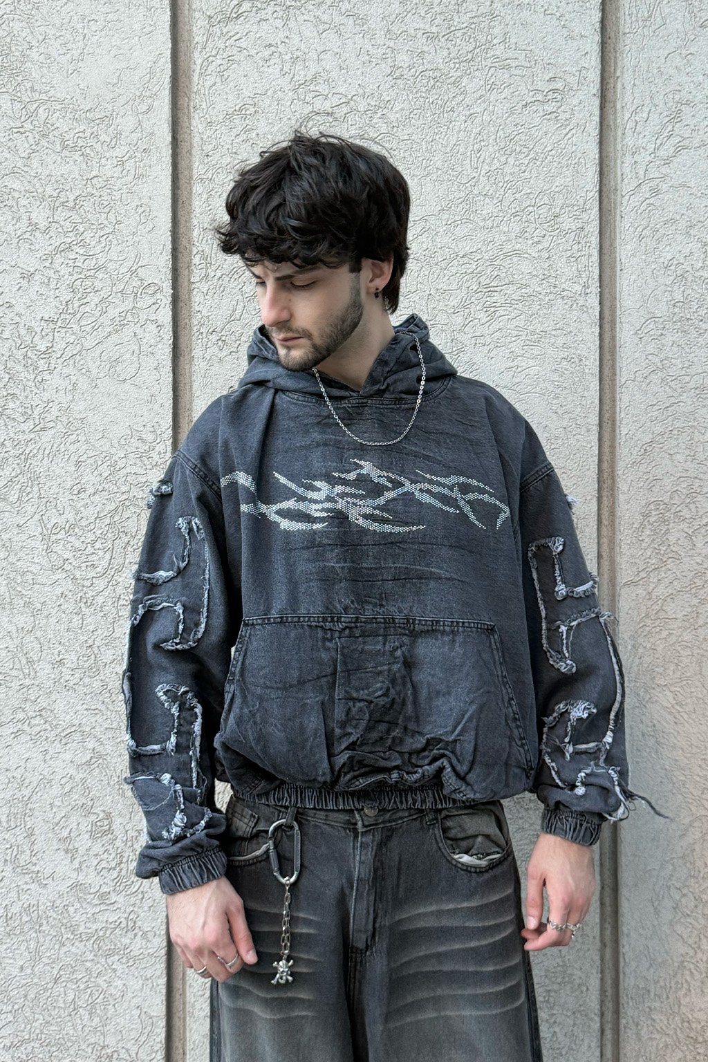 CAMPERA ZIGGS ADELANTE ZIGGZ - HOODIE JEAN CON STRASS