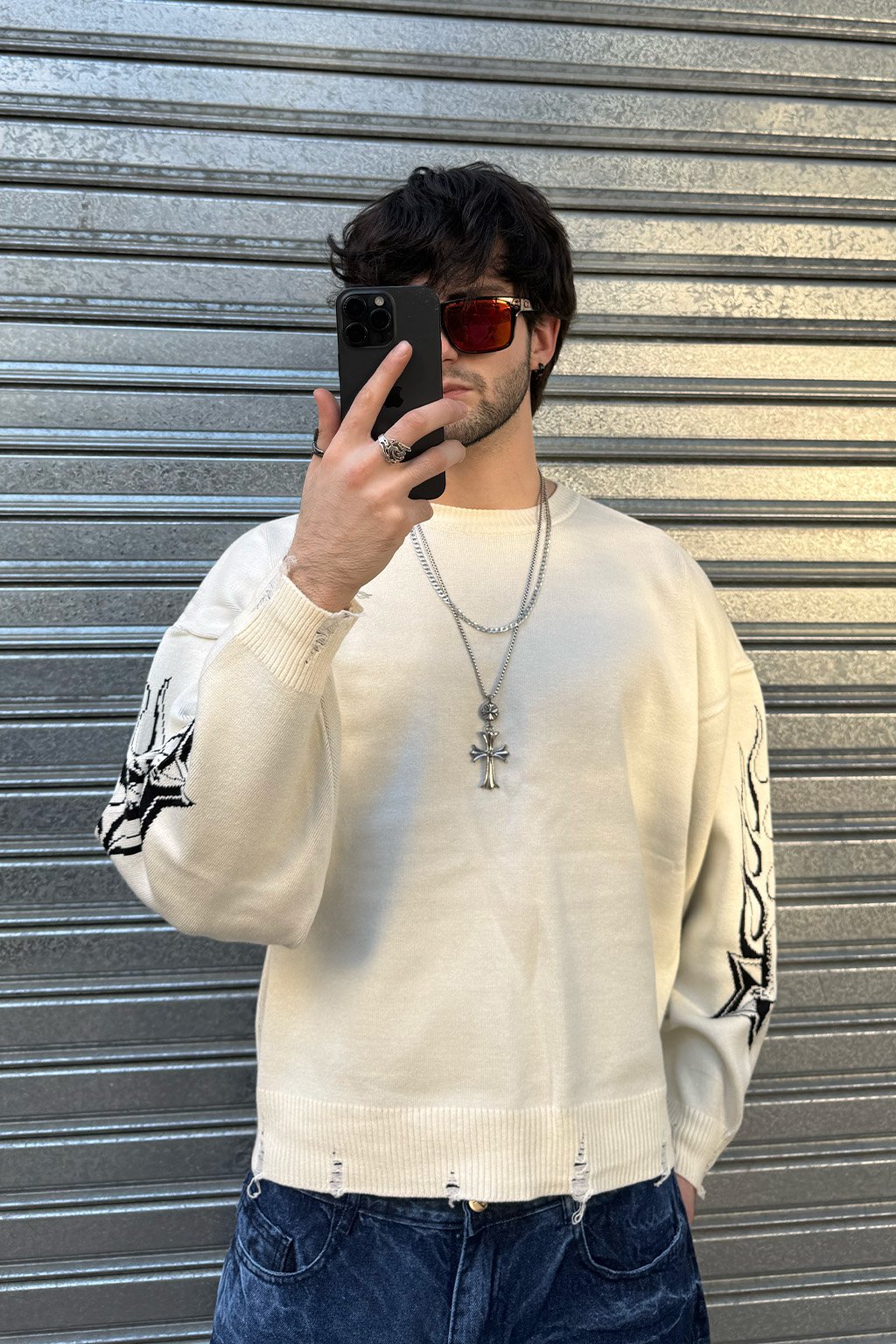 SWEATER GALAXY CREMA ADELANTE GALAXY - SWEATER ALTO GRAMAJE