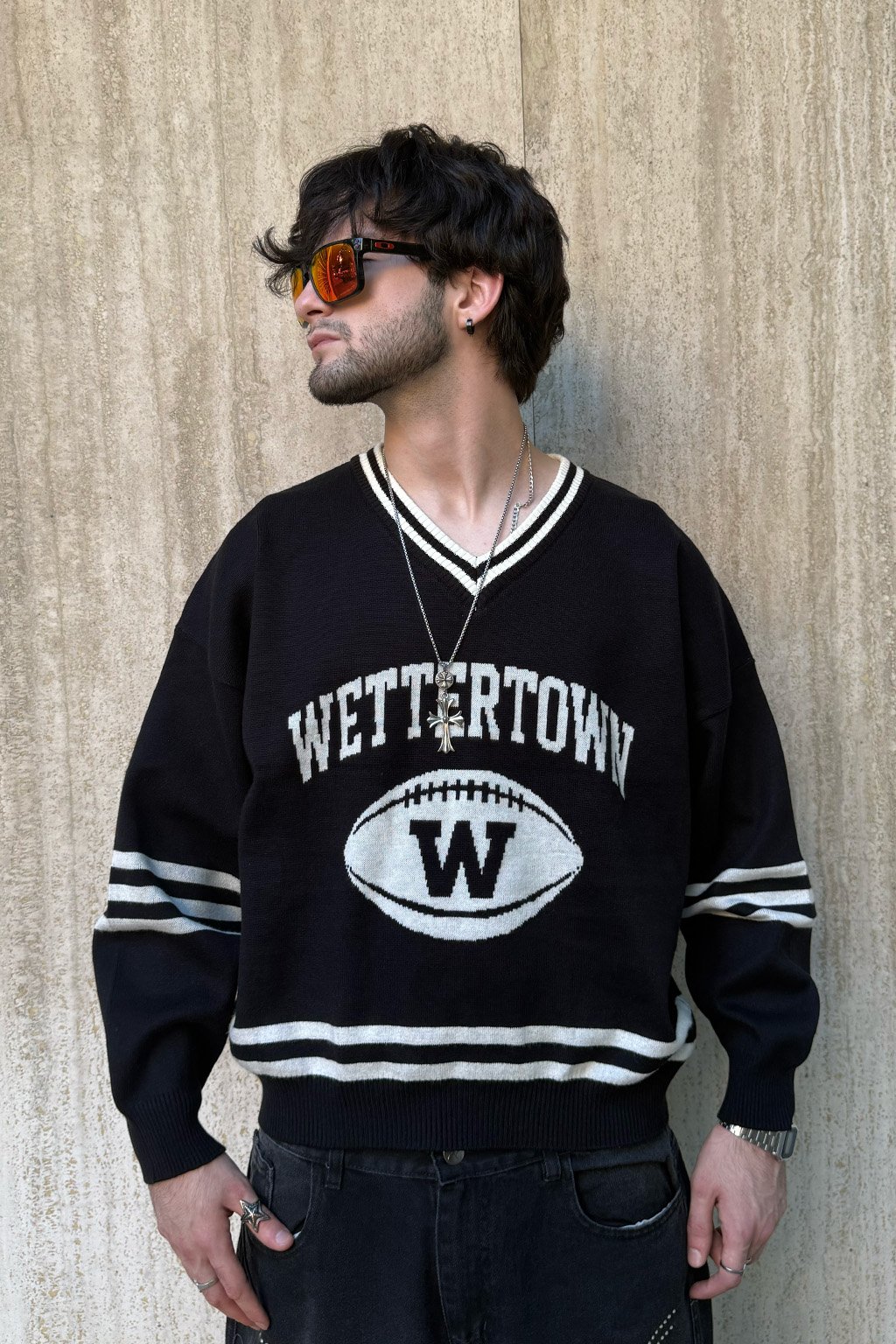 SWEATER TOWN NEGRO ADELANTE TOWN - SWEATER ALTO GRAMAJE