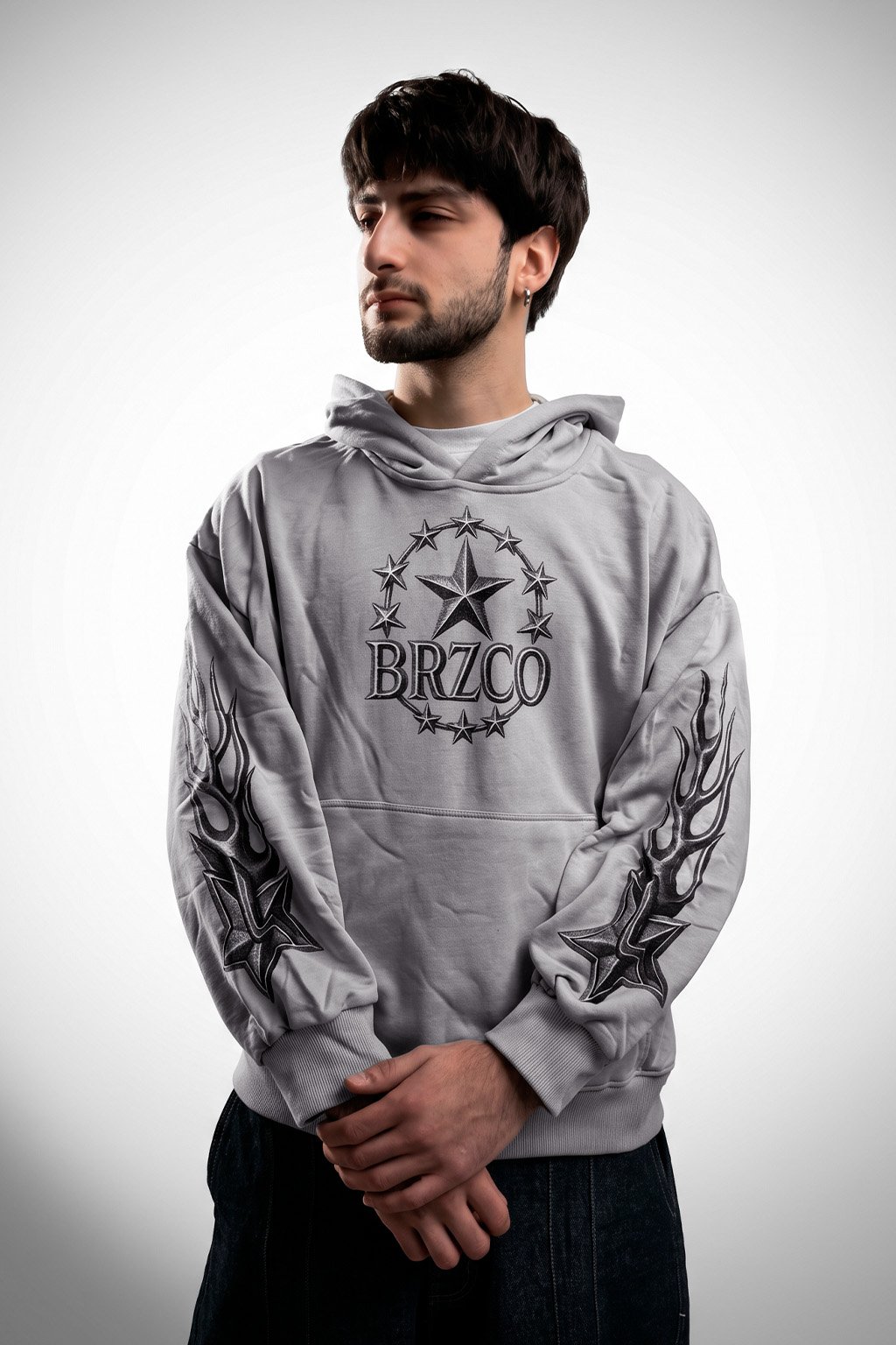 HOODIE fast gris ADELANTE STAR DARK - HODDIE RUSTICO