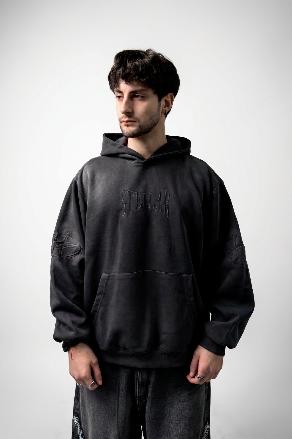 hoodie stellar negro adelante STTL - HOODIE BOXYFIT